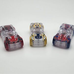 New QVC Set of 3 Marble Racers Light Up Cars with Pull Back Motor